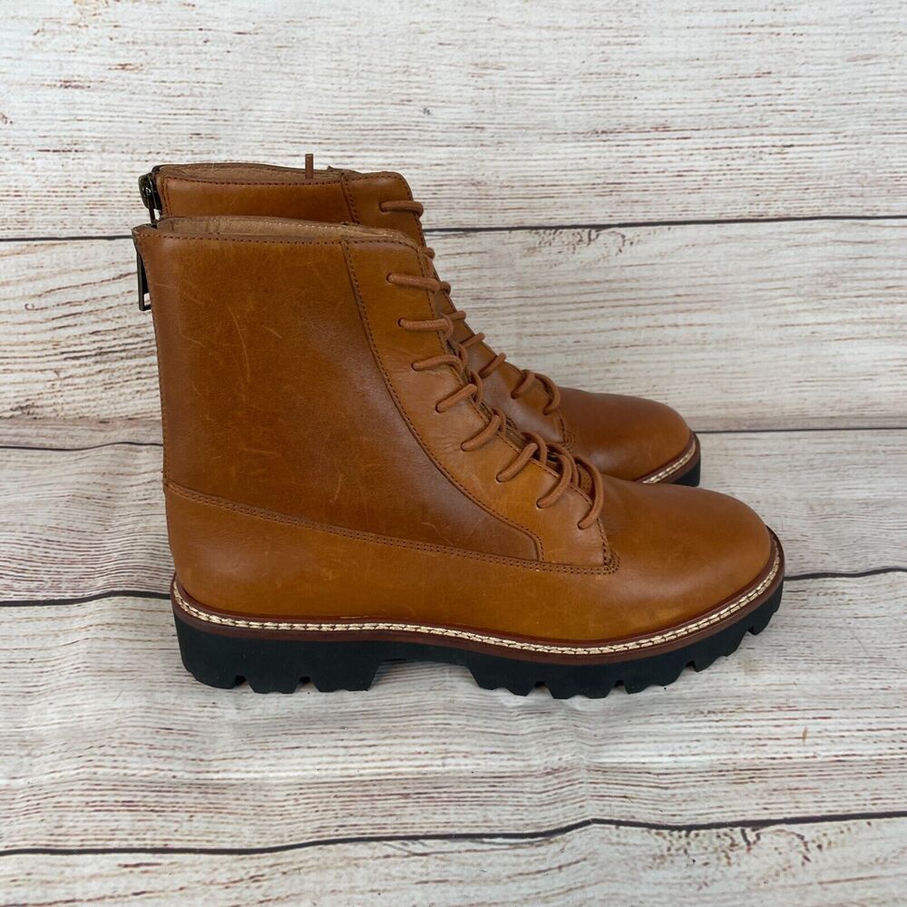Madewell The Citywalk Lugsole Lace Boots Sz 6 Brown Leather - Picture 4 of 9